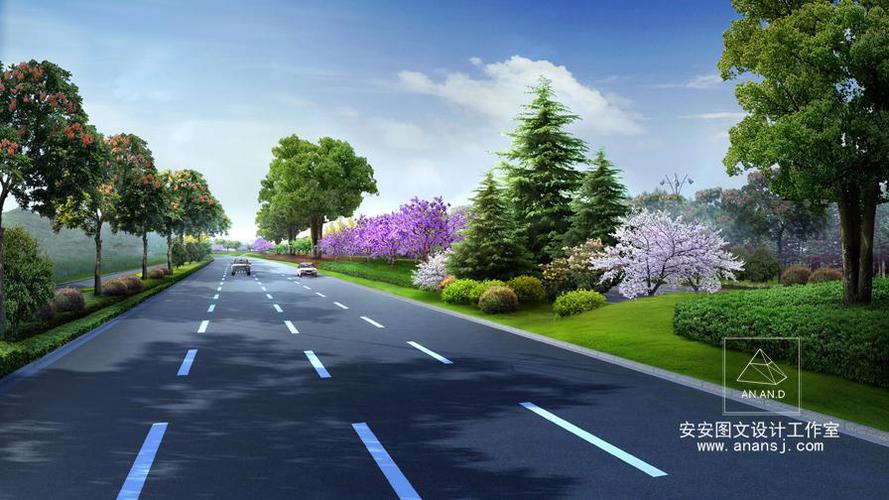 行道树在道路绿化效果图设计中的种植方式